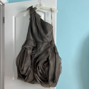 Vera Wang Charcoal One-Shoulder Dress